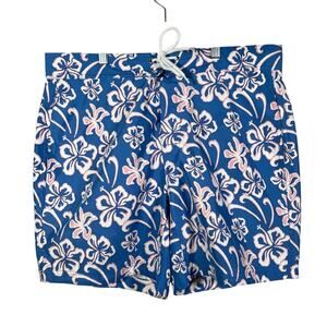 Brooks Brothers Hawaiian Swim Trunks Size Medium 6.5” Inseam Floral Blue Pink
